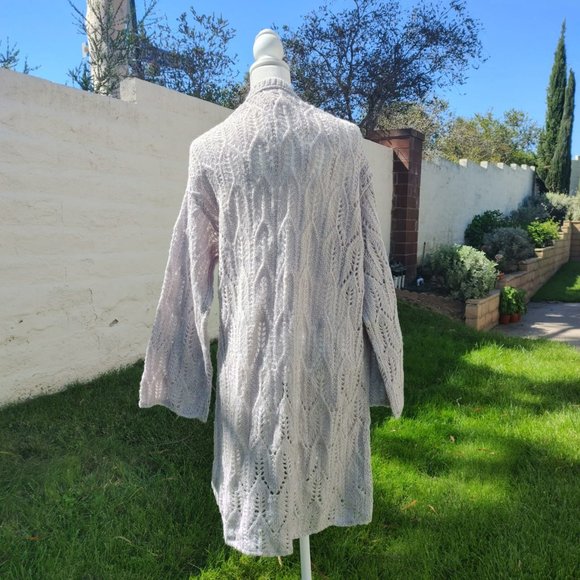 NWT H&M DIVIDED Asymmetric Lace Pattern-knit Open Front Cardigan Sweater. S - Picture 3 of 7